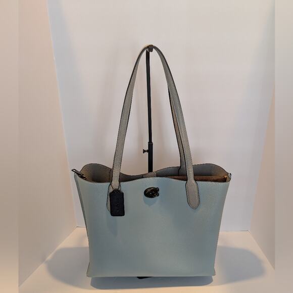 Coach Retail C0692 Willow Pebble Leather Tote In Colorblock Shoulder Bag Pewter
